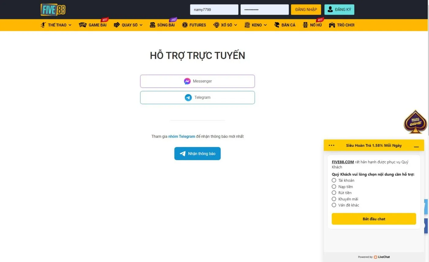 Quá trình liên hệ Five88 người chơi cần biết